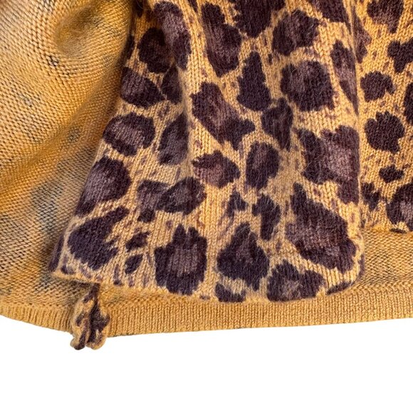 Avon Vintage Womens Leopard Print Rose Floral Knit One Piece Cardigan Sweater M - Picture 6 of 9